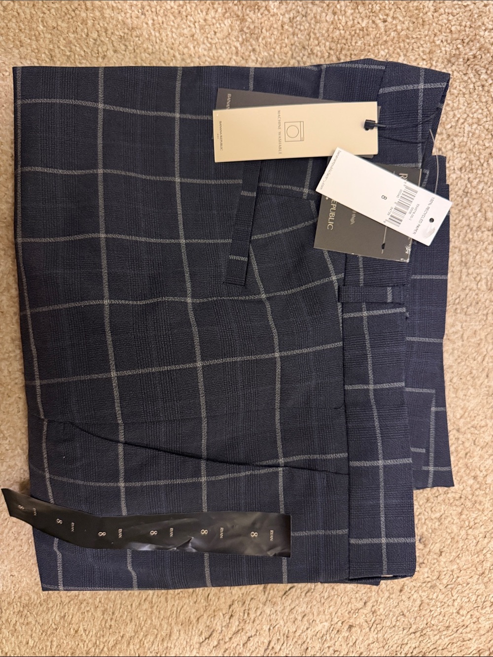 Banana Republic Navy Windowpane Suit Pants